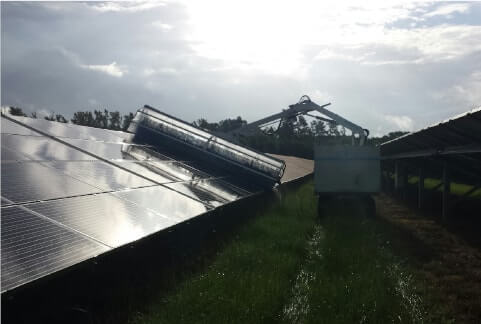 Mobile panel washing system on a utility-scale array